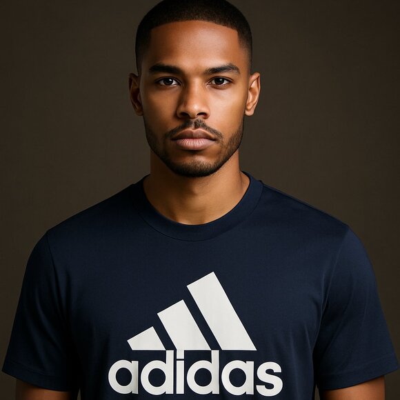 Adidas Navy Blue Logo Graphic T-Shirt - Size 2XL - Picture 1 of 8